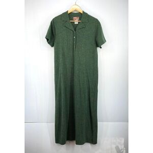 VTG 1999 April Cornell Green Lambswool Knit Short Sleeve Maxi Dress Women Medium